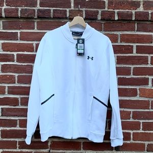 Mens Large White Under Armour Zip Up Sweater
